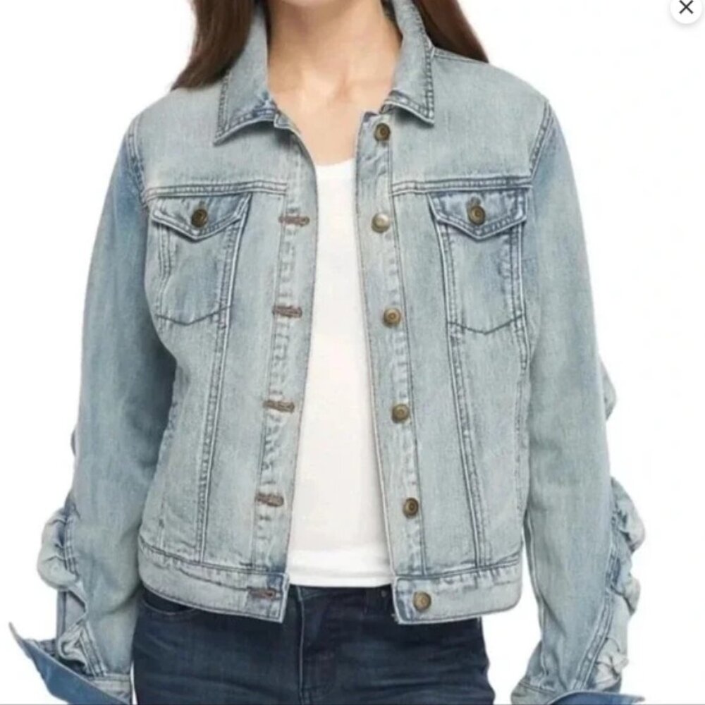 KAARI BLUE Faded Stone Washed 100% Cotton Denim Jacket- Casual Retro Rockstar